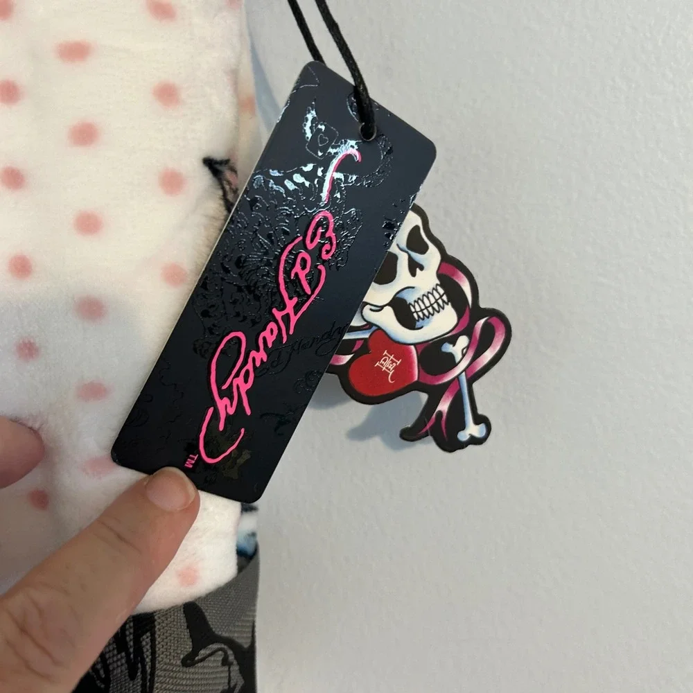 Ed Hardy Printed Plush Oversized Throw Blanket Tattoo Skull Heart Pink 60x70 NEW